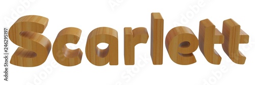 scarlett in 3d name with wooden texture photo