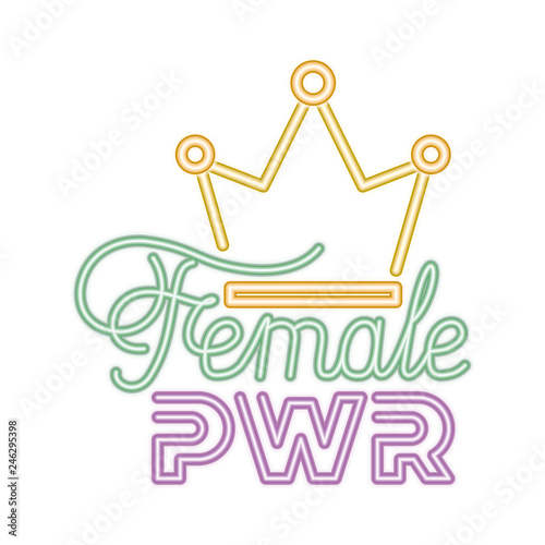 female power label with crown icons