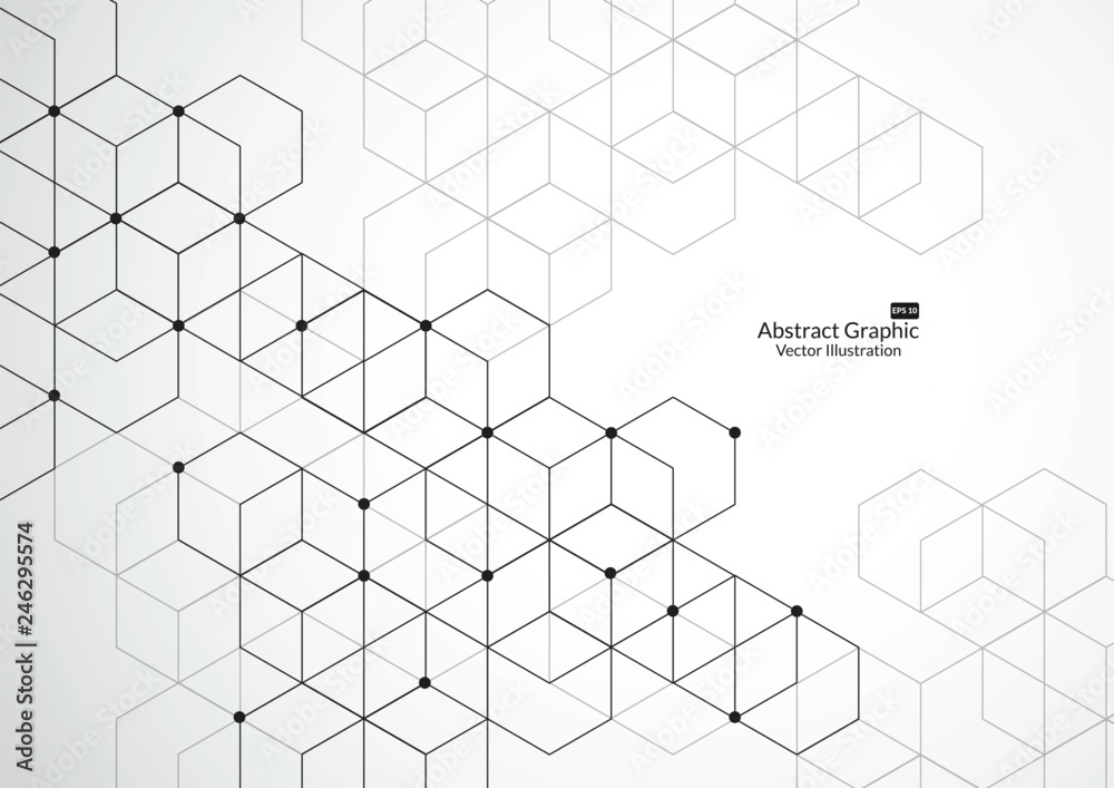 Abstract boxes background. Modern technology with square mesh. Geometric on white background with lines. Cube cell. Vector illustration