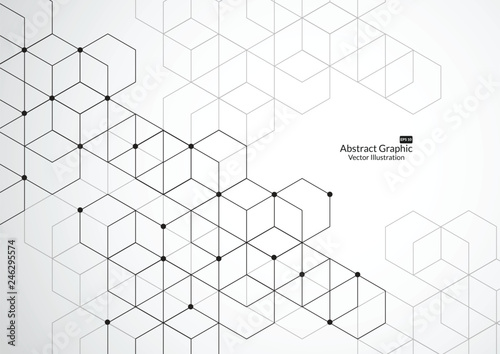 Abstract boxes background. Modern technology with square mesh. Geometric on white background with lines. Cube cell. Vector illustration