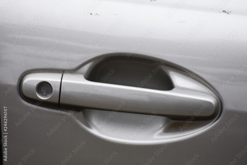 gray  car door handle,