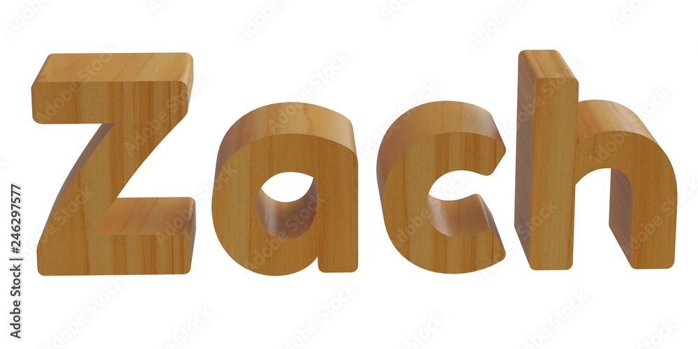 zach in 3d name with wooden texture - obrazy, fototapety, plakaty 