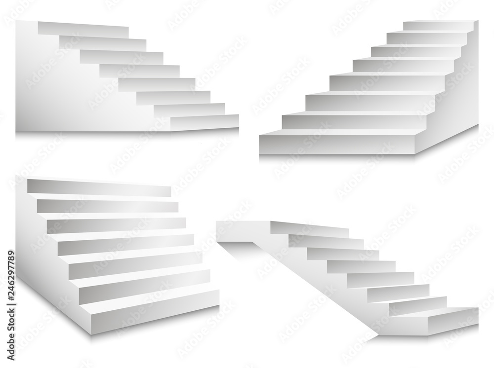 Stairs or staircases and podium ladders vector illustration Stairs or staircases and podium ladders vector illustration
