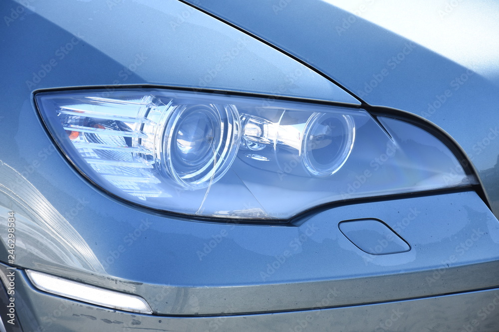 Modern auto headlight ,Car wash 
