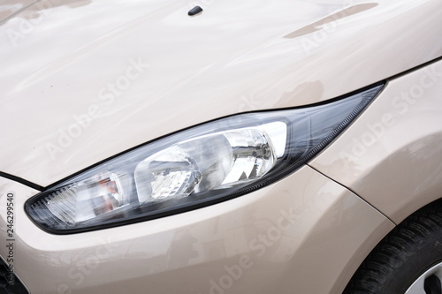 Car's exterior detail, headlight on a new car