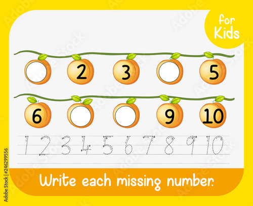 Write each missing number worksheet