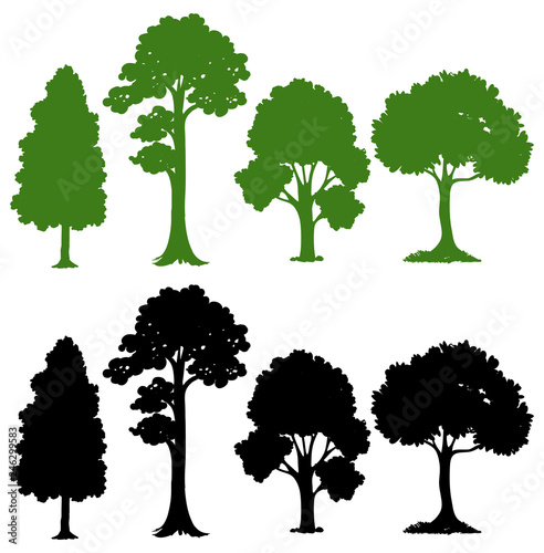 Set of silhouette tree