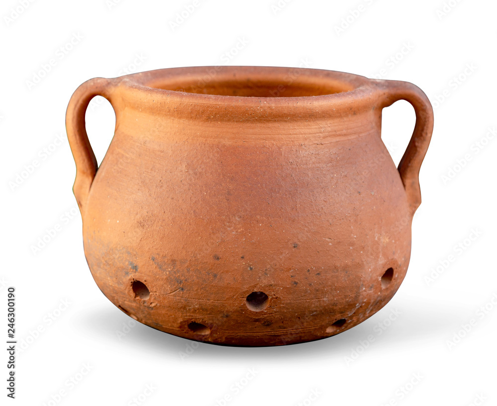 handmade ceramic jug isolated on white