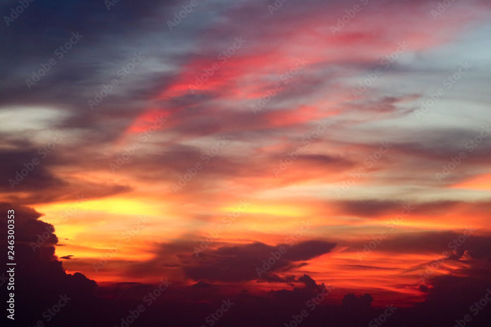 Eternal flame cloud and evening sky ray of last light of sunset Eternal flame cloud and evening sky ray of last light of sunset