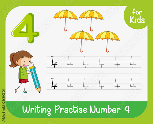 Number four tracing worksheets