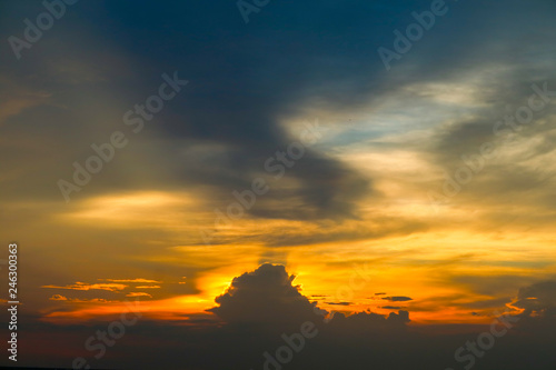 Eternal flame colorful cloud and evening sky and ray light of sunset