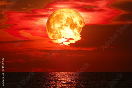 super snow blood moon back on night sky silhouette cloud © darkfoxelixir