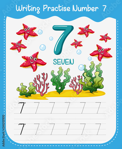 Number seven tracing worksheets