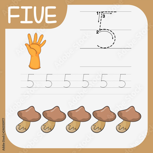 Number five tracing worksheets