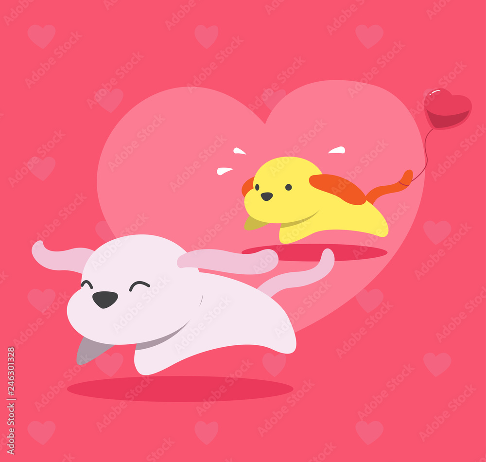 Valentine Dog Cartoon Vector Illustration 4 Valentine Dog Cartoon Vector Illustration 4