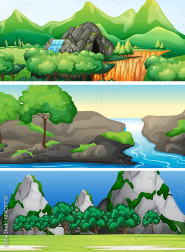 Set of nature scene