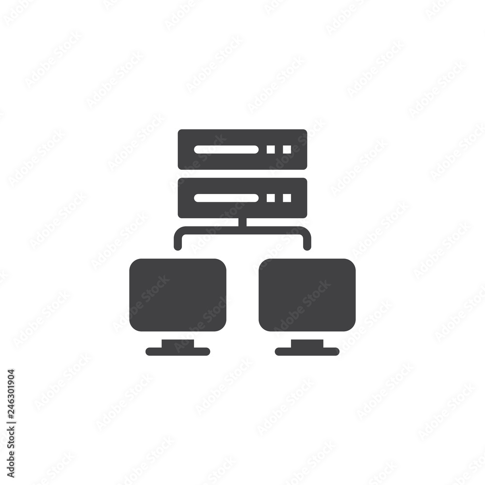 Computer server vector icon. filled flat sign for mobile concept and web design. Web hosting simple solid icon. Symbol, logo illustration. Pixel perfect vector graphics