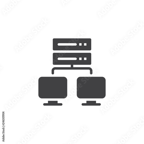 Computer server vector icon. filled flat sign for mobile concept and web design. Web hosting simple solid icon. Symbol, logo illustration. Pixel perfect vector graphics