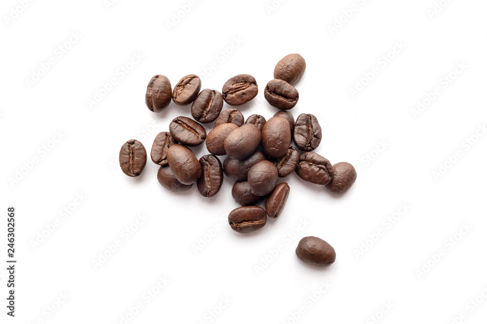 Coffee beans isolated on white background. Close-up. Coffee beans isolated on white background. Close-up.