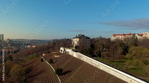 fly over grebovka house from back drone photo