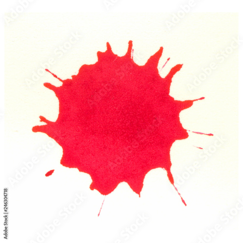blood red ink splatter on white background 2