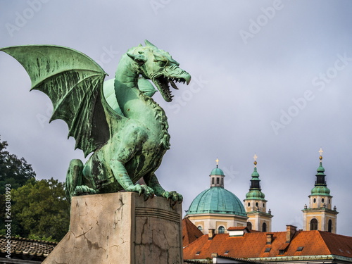 A statue of dragon in Ljubljana