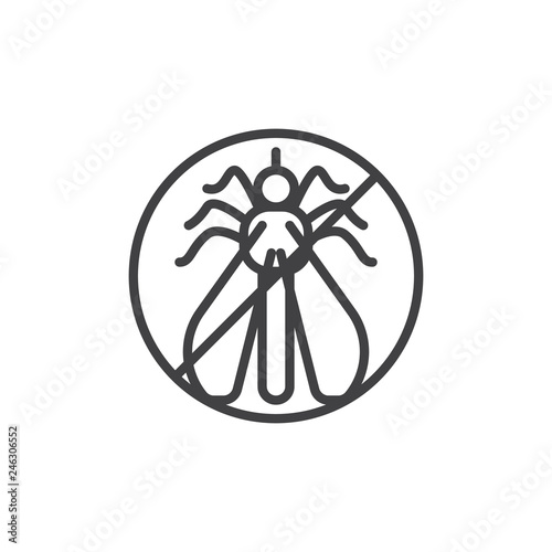 No mosquito pests line icon. linear style sign for mobile concept and web design. Stop mosquito insects outline vector icon. Symbol, logo illustration. Pixel perfect vector graphics