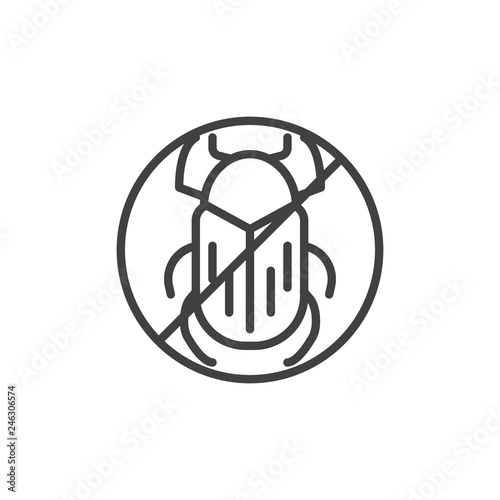No beetle pests line icon. linear style sign for mobile concept and web design. Stop bug insects outline vector icon. Symbol, logo illustration. Pixel perfect vector graphics