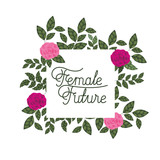 female future label with roses frame icons