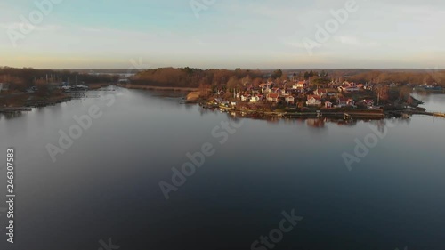 Aerial View Of Picturesque Cottages On Summer Paradise Brandaholm in Karlskrona, Sweden photo