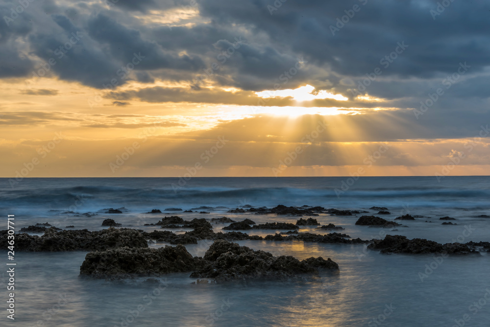 Long Exposure at Sunset on the Southern Italian Mediterranean Sea Long Exposure at Sunset on the Southern Italian Mediterranean Sea