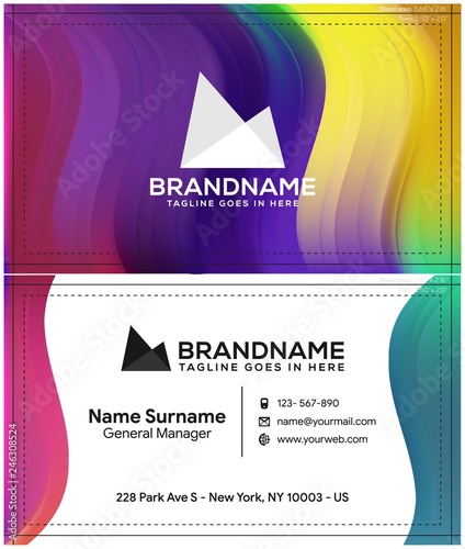 Modern creative and clean business card template, polygon background, flyer design, name card template. Corporate identity with abstract illustration. Vector company style for brandbook