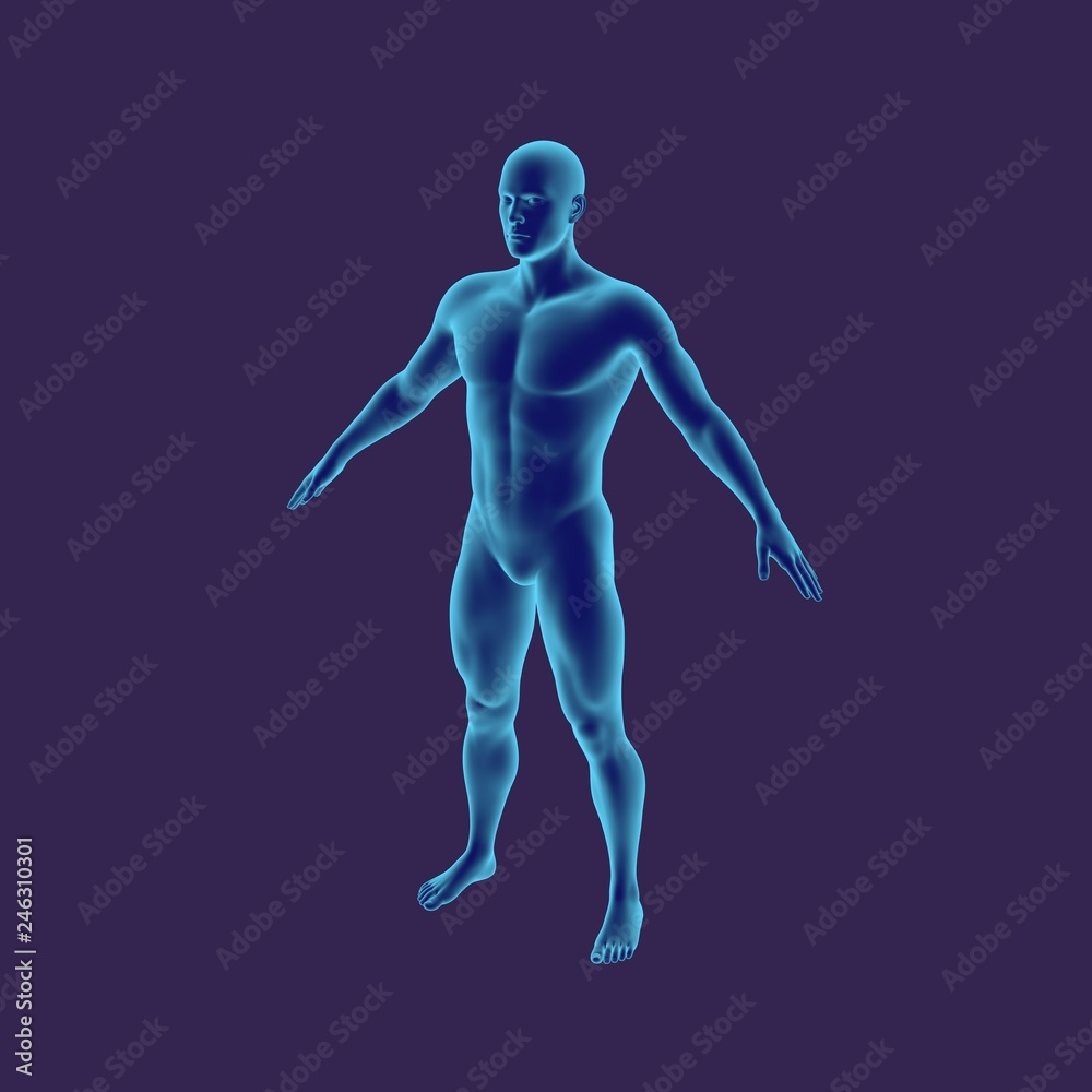 Standing man. Isolated on dark background. 3D rendering illustration. Standing man. Isolated on dark background. 3D rendering illustration.