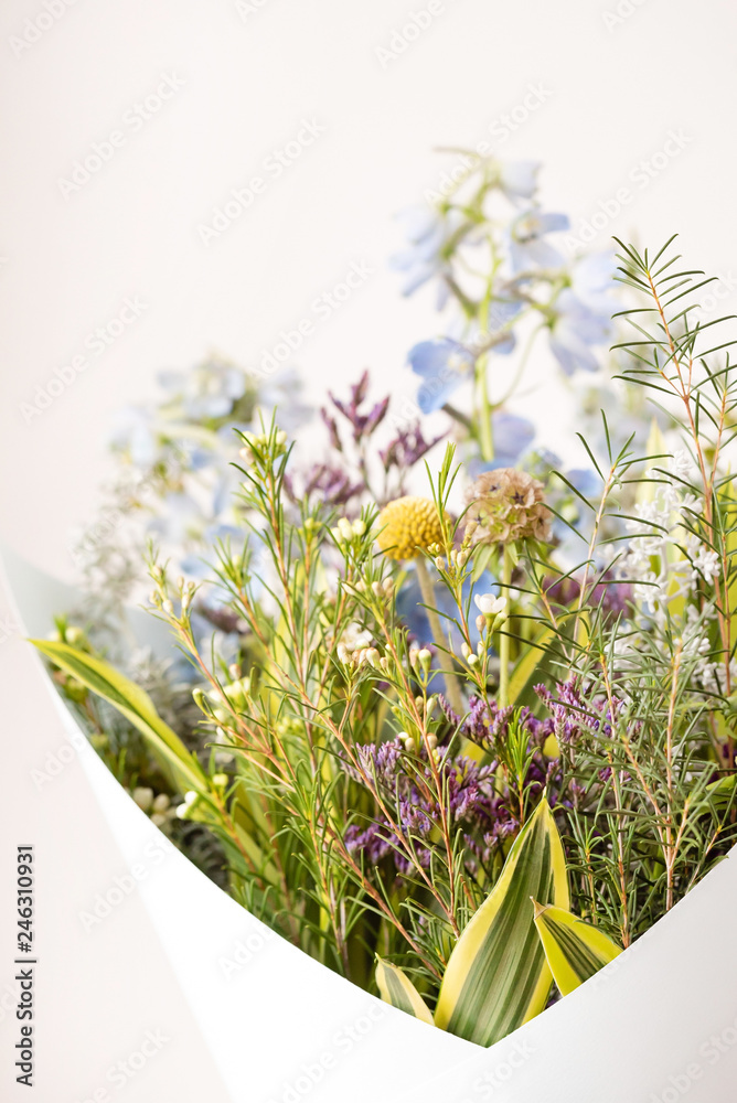 nice spring flowers bouquet  on the white background