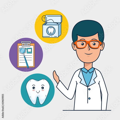 dentist man with tooth diagnosis treatment