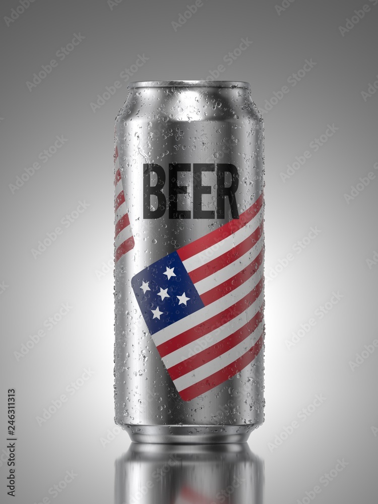 Aluminium American Beer Can, 3d Render