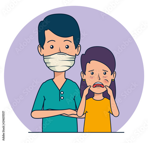 dentist man and patient girl with toothache