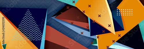 3d triangular shapes geometric background. Origami style pattern with triange shapes for decorative design. Poster design. Line design. Modern presentation template