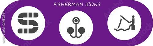  fisherman icon set