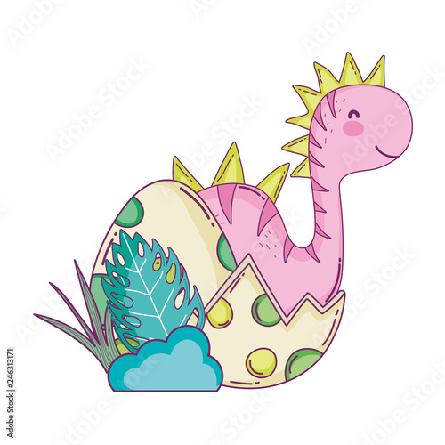 cute apatosaurus with eggs