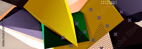 Vector 3d triangular shapes abstract background, origami futuristic template with lines