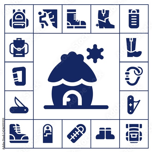  hiking icon set