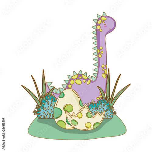 cute apatosaurus with eggs