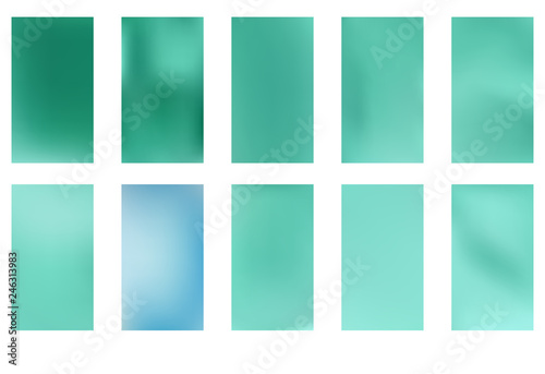Abstract green and blue blurred gradient background with light. Nature backdrop. Vector illustration. Ecology concept for your graphic design, banner or poster