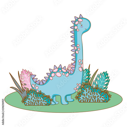 cute apatosaurus in the landscape