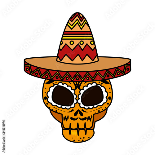 death day mask with mariachi hat