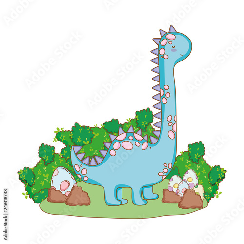 cute apatosaurus with eggs
