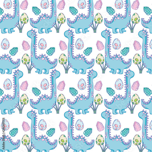 cute apatosaurus pattern background