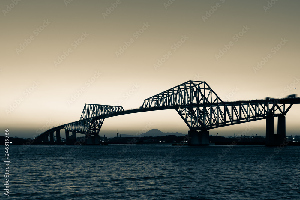 (東京都ー湾岸風景)東京ゲートブリッジと富士4 (東京都ー湾岸風景)東京ゲートブリッジと富士4