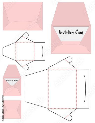 Envelope die cut mock up template Vector